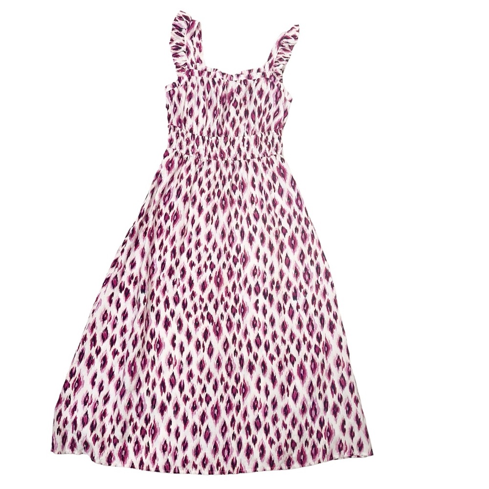 LOFT White and Magenta Printed Maxi Dress